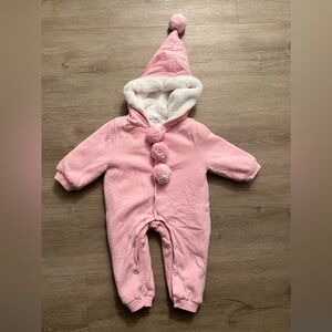Rachel Riley pink snowsuit bunting- size 6 mo